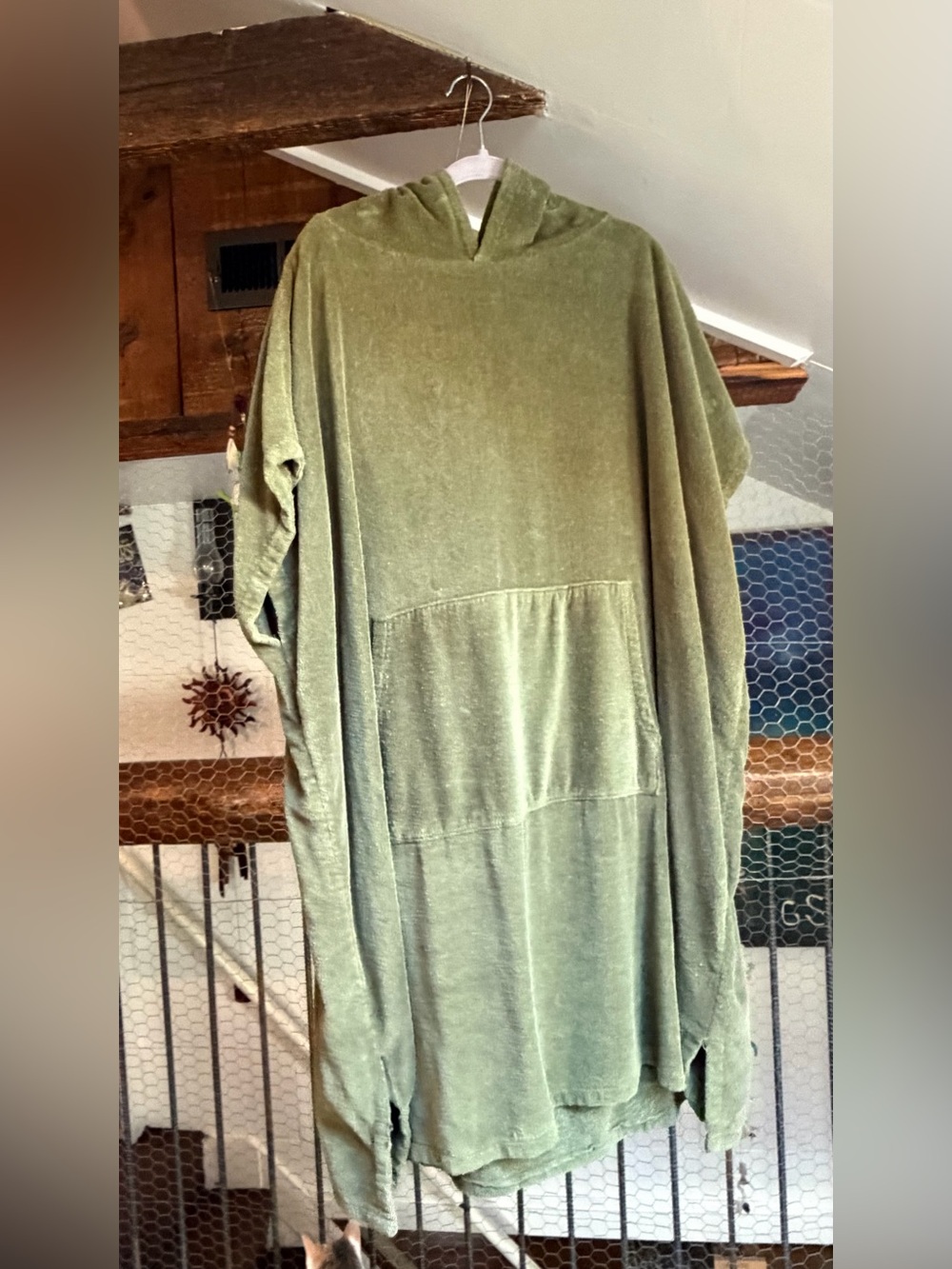 Free People WEEKNDR Surf Co Olive Green Swim Coverup Poncho